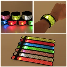 Nylon LED Sports Slap Wrist Strap Band Luminous Toy Bracelets on hand Light Flash Bracelet Glowing Armband Party Toy for Kids