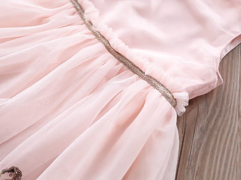 2020 летнее платье-жилет для маленьких девочек детская одежда розовая вуаль