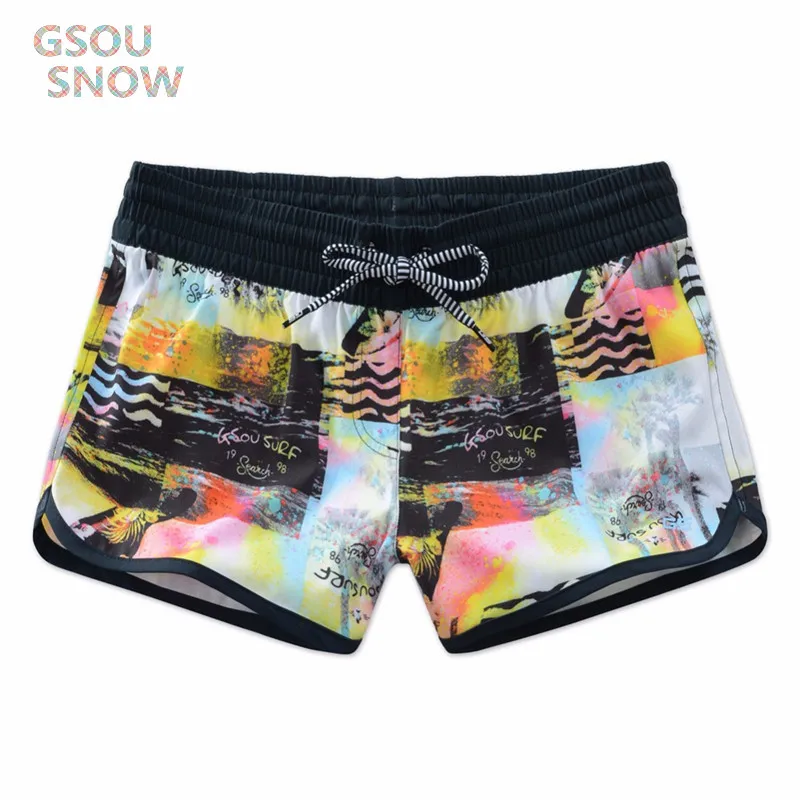 

Gsou snow Branded Women's Swimwear Summer Beach Shorts Felting Bikini Printed Ladies Diving Swimming Surfing Sports Shorts