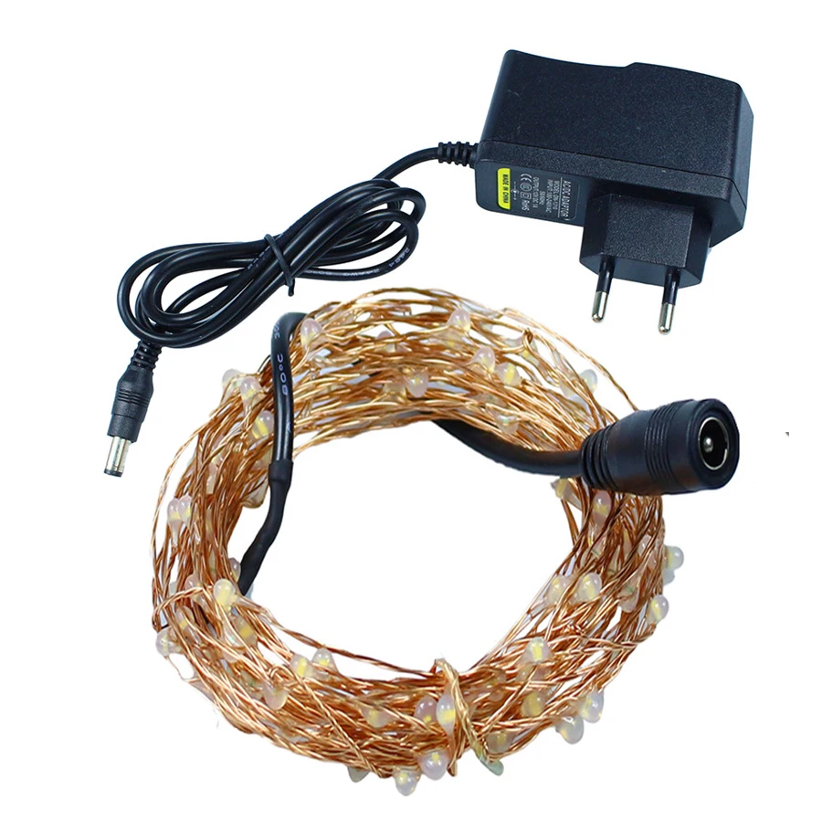 

Copper Wire LED String Light 6m 120 LED Christmas lights 8 Colors + 12V 1A Power Adapter For Festival Wedding Party Decoration