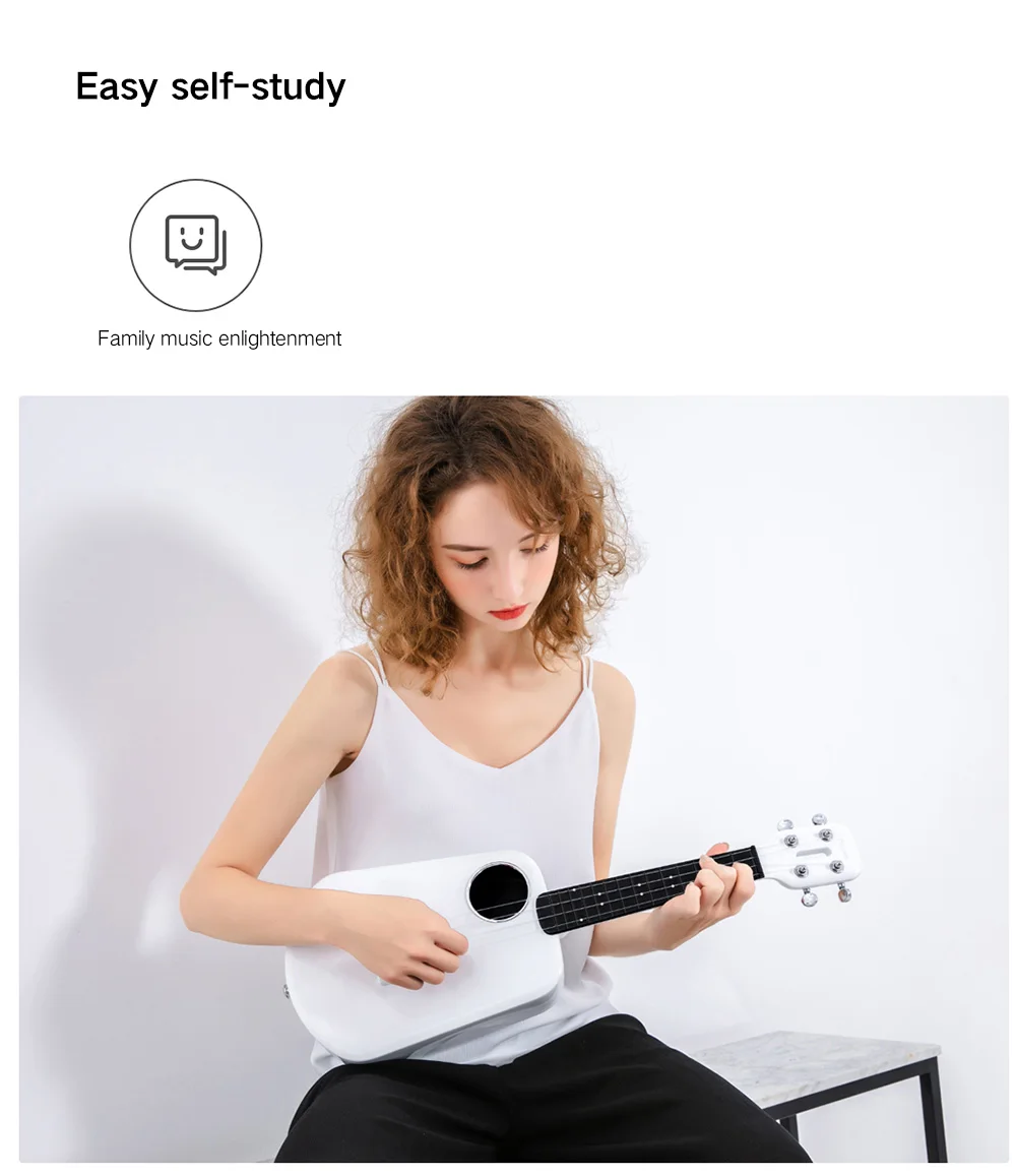 Миниатюрная гитара укулеле-Populele 2 светодиодный Bluetooth читатель смарт-миниатюрная гитара укулеле-приложение Управление 18-зуб Закрытая Кнопка игрушечный музыкальный инструмент, подарки
