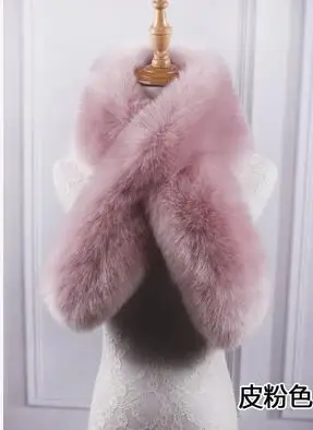 pink Осенне-зимний мужской и женский шарф из искусственного лисьего меха енота и кролика, меховой воротник из искусственного меха, зимний длинный плотный шарф 120 см TB016 - Цвет: pink