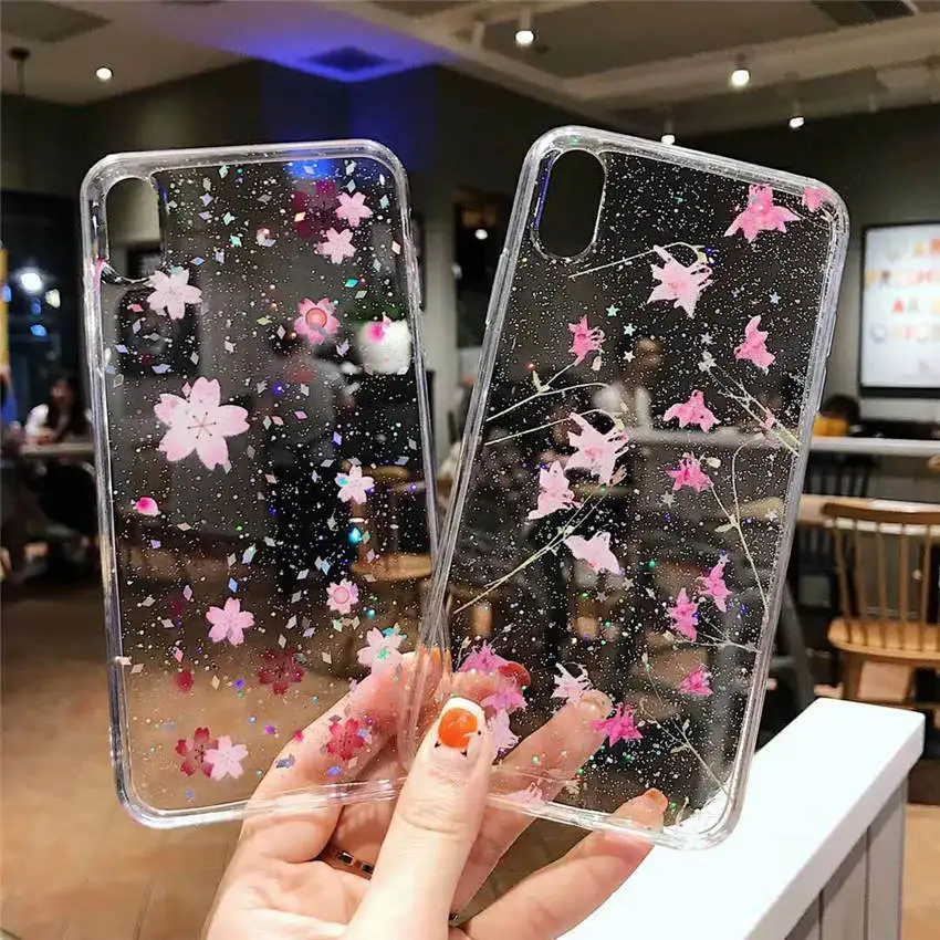 Для iPhone XR XS MAX 8 7 6s Plus мягкие прозрачные чехлы для телефонов летние свежие розовые