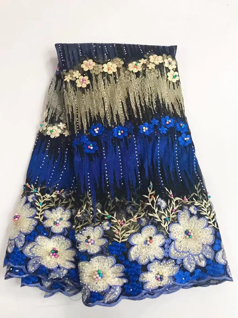 Фиолетовый французское кружево бисером французский чистая кружевной Нигерии