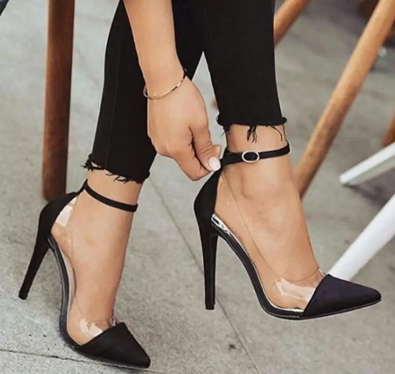Zapatos Mujer Женские туфли лодочки на высоком тонком каблуке с пряжкой лодыжке