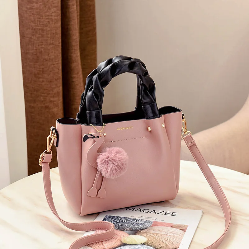 Модные Роскошные коса ручка Фламинго Для женщин мешок из кожи Женские Crossbody &