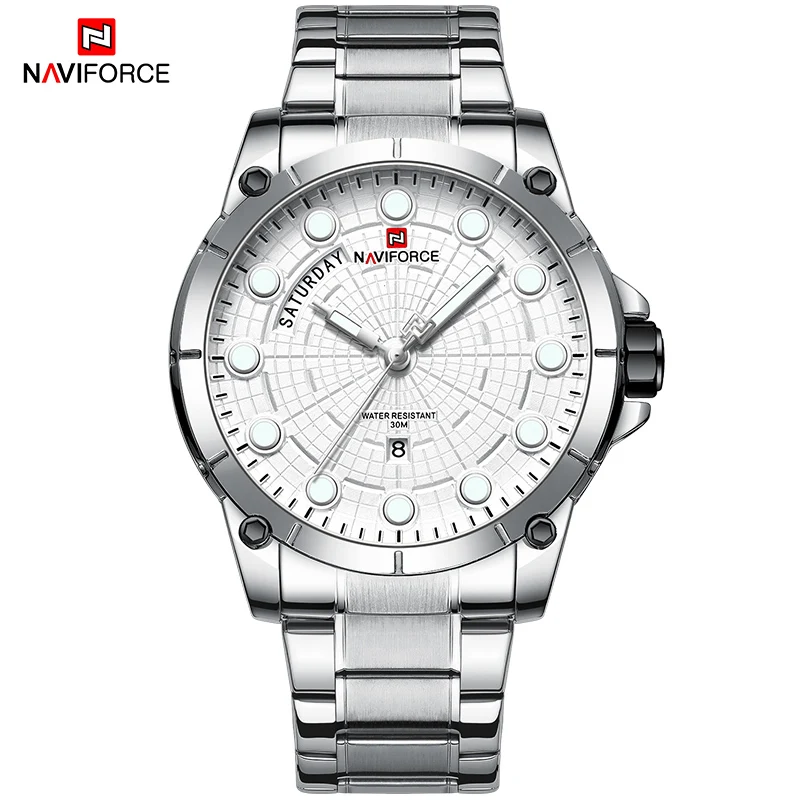 SW Новинка NAVIFORCE мужские креативные бизнес часы мужские спортивные военные водонепроницаемые кварцевые наручные часы Мужские часы Relogio Masculino - Цвет: SW