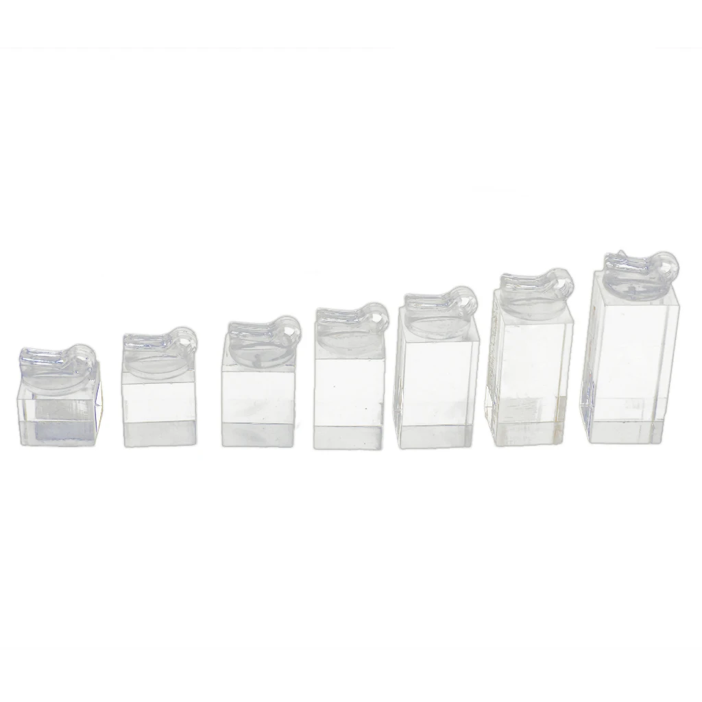 

Set Of 7 Clear Acrylic Ring Clip Display Stand Jewelry Riser Holder