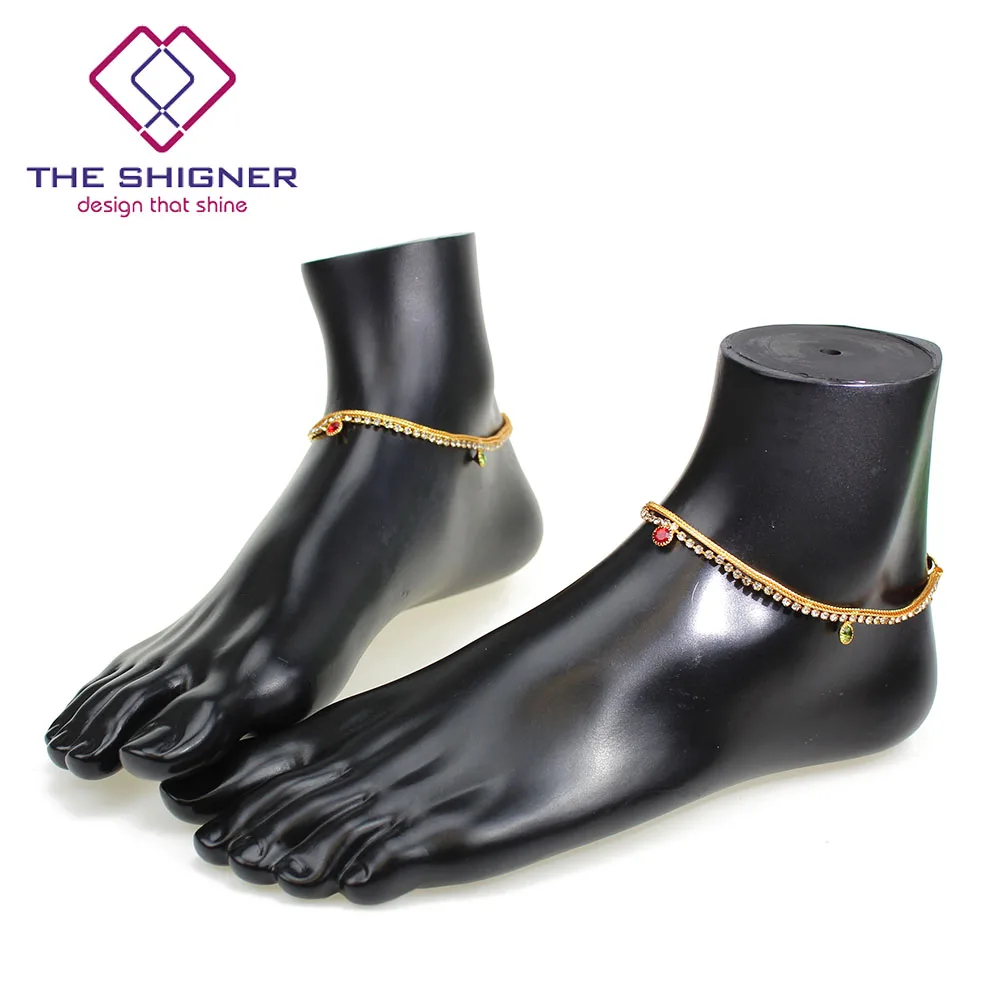 SHIGNER индийский традиционный танец живота Ghungroo цепочка на лодыжку хиппи ножной браслет красочный каменный ножной браслет для женщин отдыха