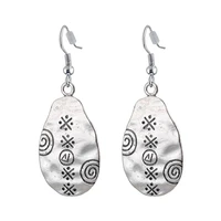 vintage charm earrings zinc alloy engraved silver plated retro
