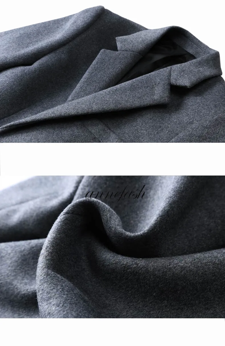 На заказ мужские серые шерстяное кашемировое пальто Slim fit Повседневная Обычная Куртка
