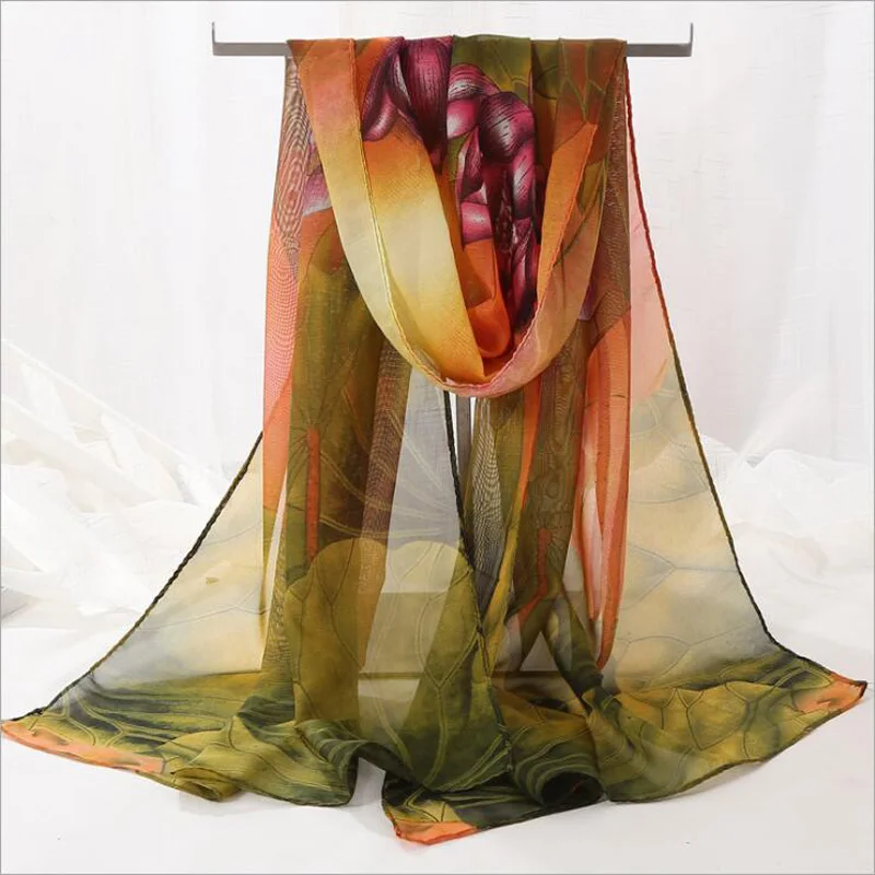 Мода 2018 роскошный бренд Шелковый женский шарф Новый шифоновый длинный маленький