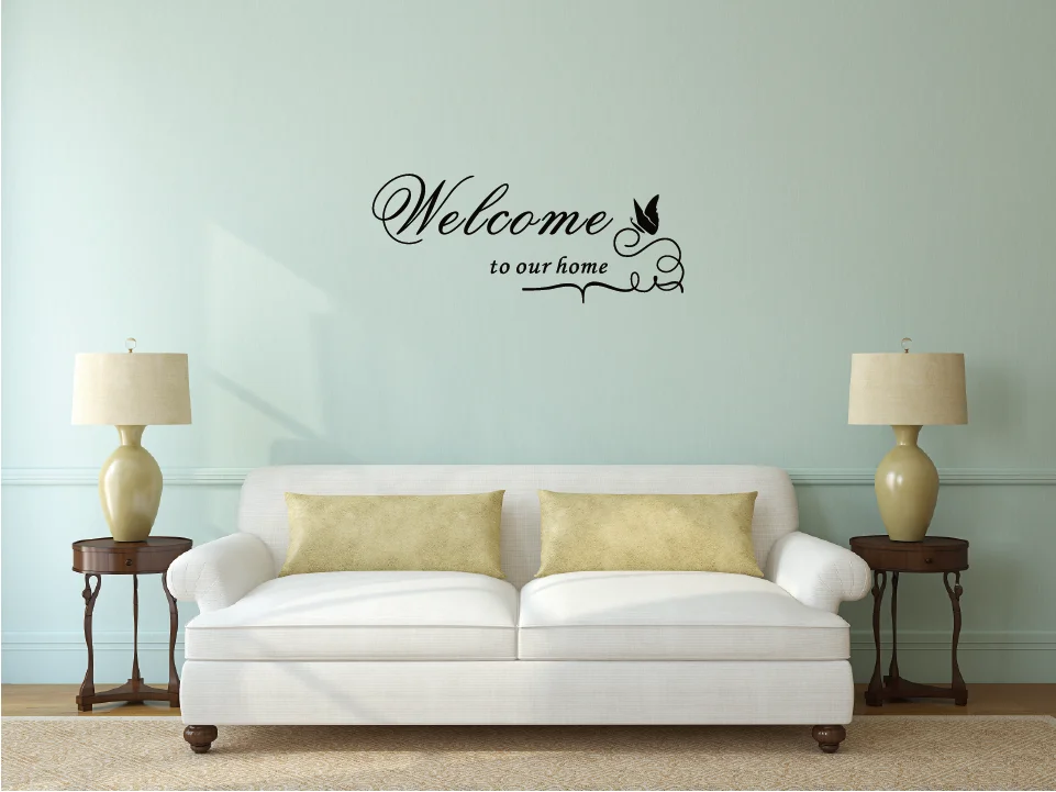 Добро пожаловать в наш дом английская Цитата Виниловая наклейка на