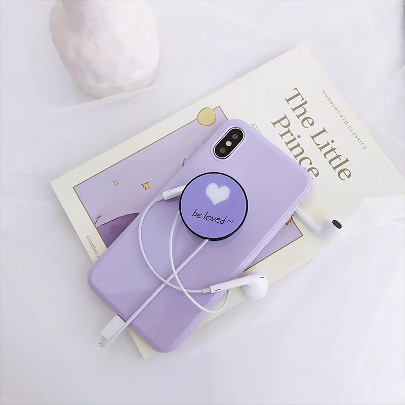 GlamPhoneCase Модный Фиолетовый чехол для телефона с сердцем iphone X 8 plus 7 7plus 6 6plus мягкий