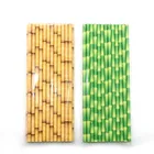25 шт.компл. бумажные соломинки, желто-зеленый бамбуковый узор, товары для свадьбы, дня рождения, аксессуары для напитков, соломинки
