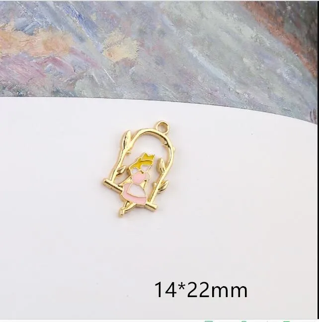 5 Diy Изготовление ювелирных изделий 30 шт./партия эмаль олень Русалка кролик девушка ядро украшения геометрический сплав подвешиваемый кулон кулоны, подвески - Окраска металла: 5