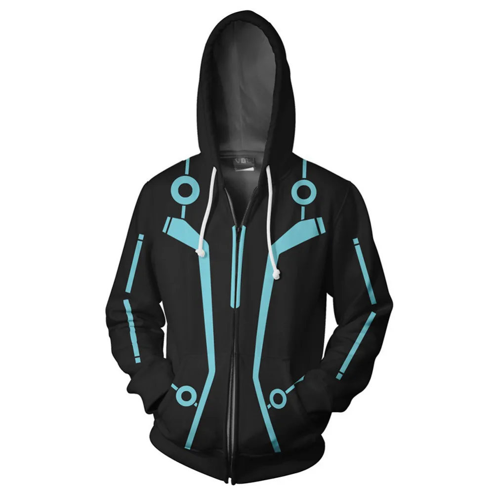 

Movie Tron Legacy 3d Cosplay Costumes Zipper Hoodies Sweatshirts 3D Printing Unisex Adult Man Women Clothing