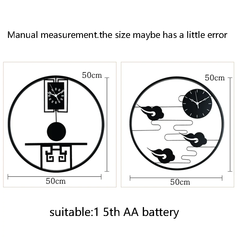 Винтажные металлические настенные часы в китайском стиле украшение для зала