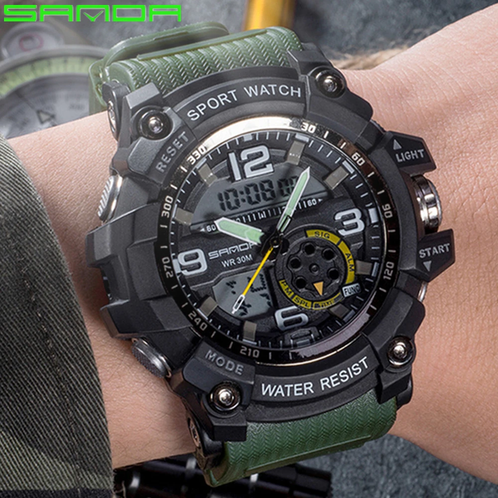 SANDA спортивные часы для мужчин военные армейские цифровые наручные лучший бренд