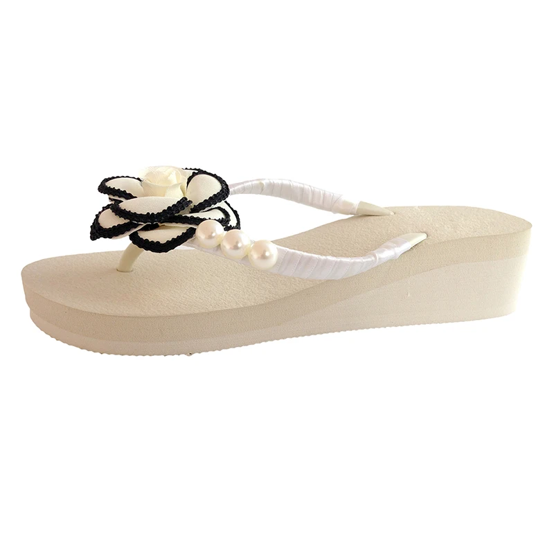 Женские Вьетнамки ручной работы Yeshitop черные и белые сандалии на платформе