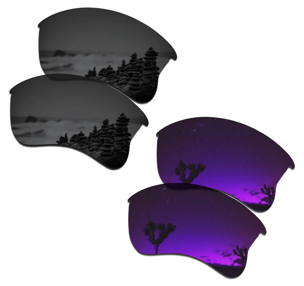 

SmartVLT 2 Pairs Polarized Sunglasses Replacement Lenses for Oakley Flak Jacket XLJ Stealth Black and Plasma Purple