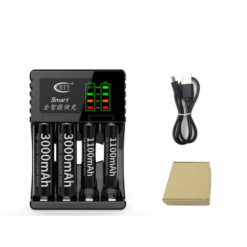 4 слота светодиодный дисплей питания USB умное зарядное устройство для AA AAA 5 или 7