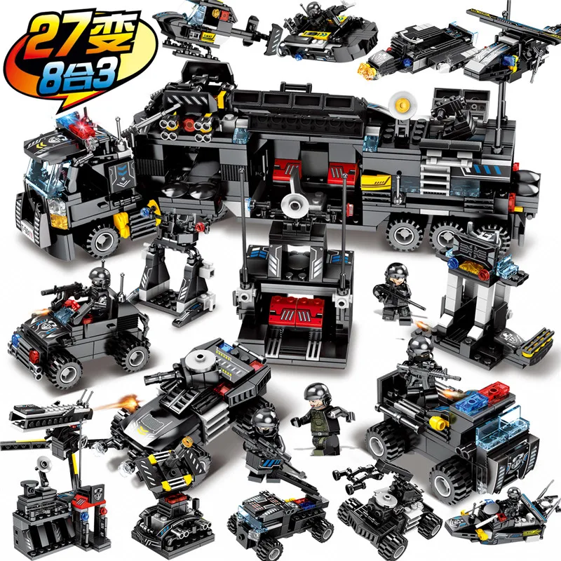 8 шт./лот LegoINGs SWAT городская полиция строительные блоки для грузовиков наборы