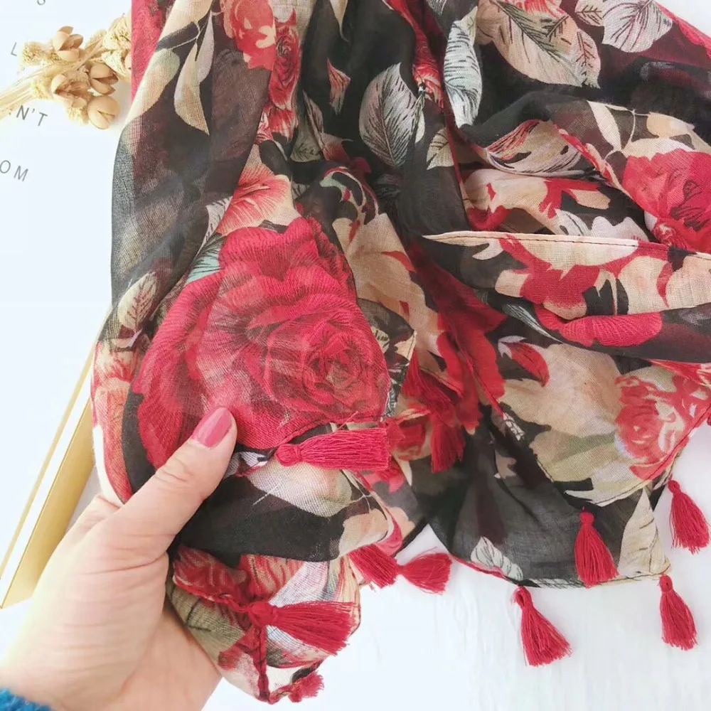 Женский цветочный головной шарф мусульманский хиджаб шали и шарфы Летний