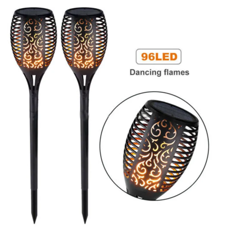1-20pcs 96LED Solar Torch Light Flickering Dancing Flame Garden Waterproof Lamp