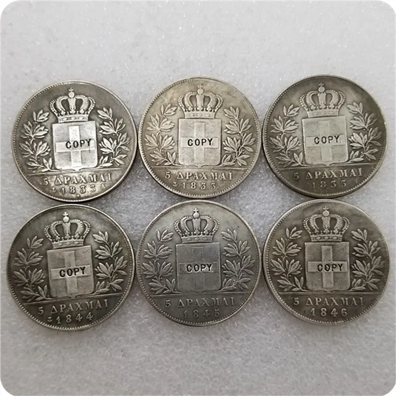 1833.1844.1845.1846 ГРЕЦИЯ 5 драхмай монеты КОПИЯ памятные Реплика медаль коллекционные