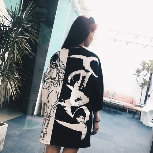 Женская летняя футболка в стиле хип-хоп панк большие футболки повседневная