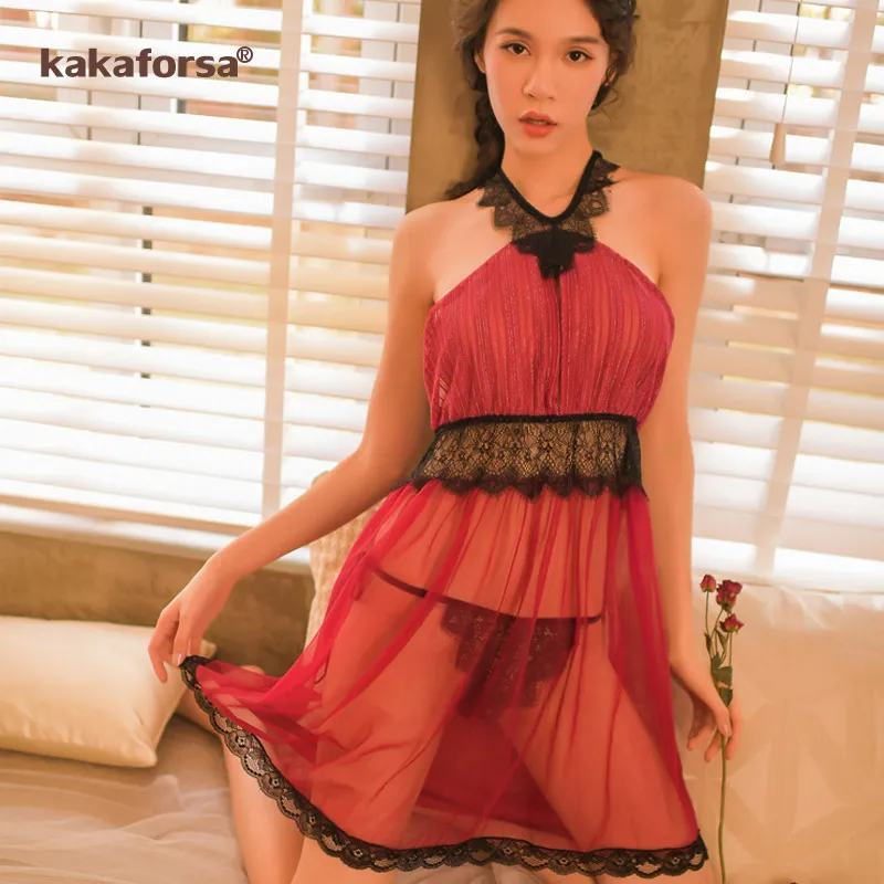 Kakaforsa сексуальная клубная Мини Ночная рубашка с открытой спиной Babydolls на