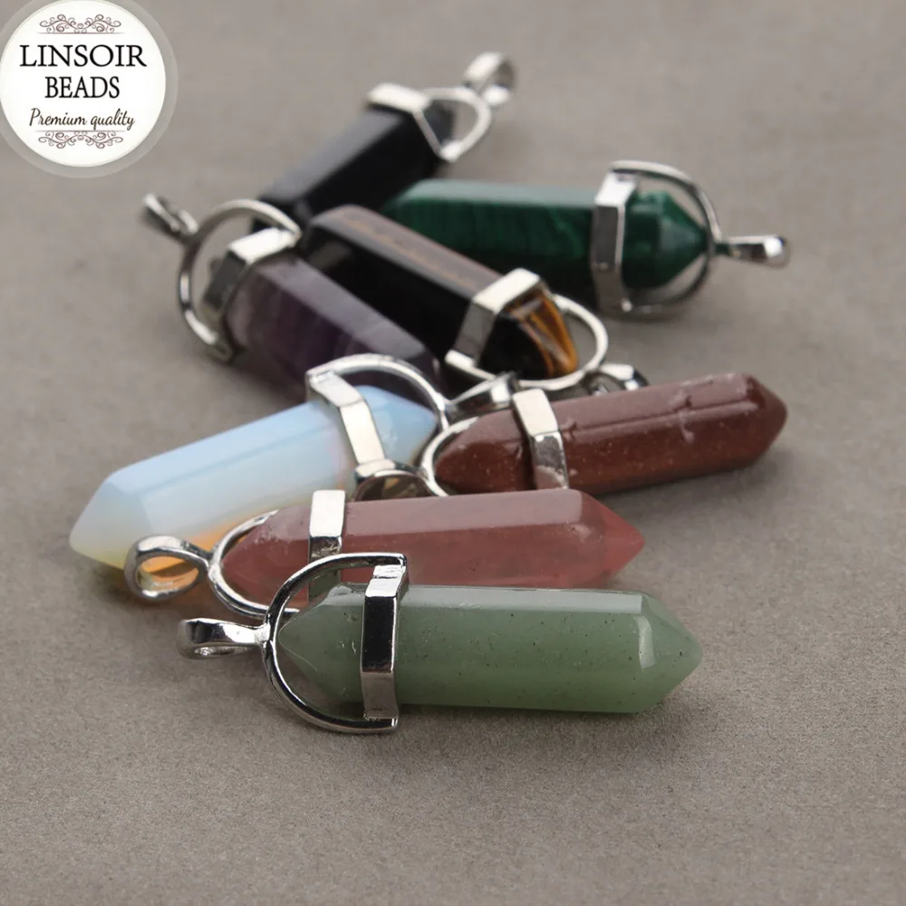 5 шт. оптовая продажа кварцевое ожерелье подвески из натурального камня пуля