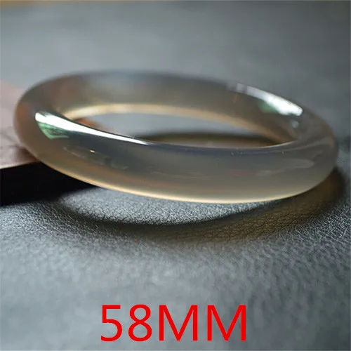 58MM Женские браслеты с широкими полосками, Прямая поставка, натуральные серые браслеты из халцедона, манжета для женщин, для помолвки, танцев, вечеринки, хорошее ювелирное изделие, подарок - Цвет камня: 58MM