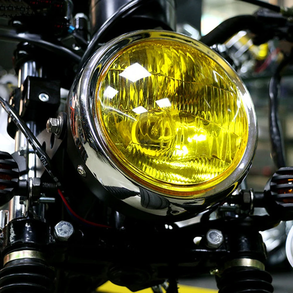 Ретро мотоциклетный моторный головной светильник Янтарный светильник для Yamaha Suzuki Honda CG125 Кафе Racer Bobber Motocicleta лампа светильник