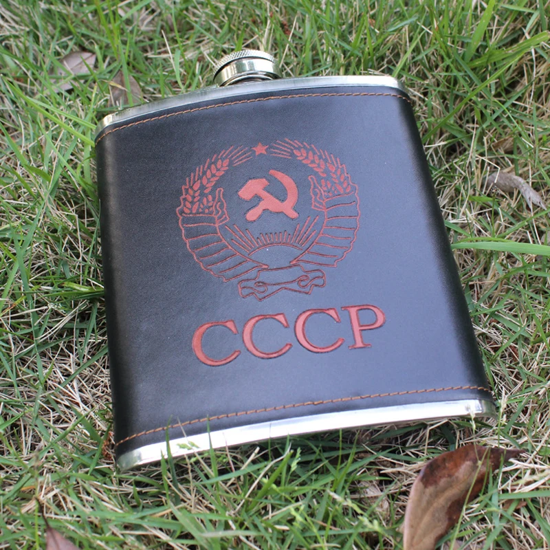 18 унций роскошный набор фляг из нержавеющей стали чип искусственной кожи Флагон