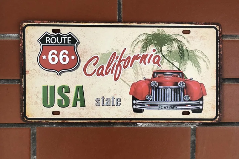 Металлический номерной знак с номером машины Нью Йорк Калифорния винтажный