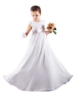new a line lace long flower girl dresses for weddings bow holy first communion gowns for chiffon birthday party