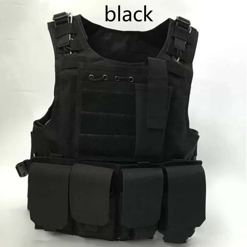 black Военный жилет тактический страйкбол боевой жилет армейский Molle Штурмовое снаряжение верхняя одежда CS охотничий Камуфляжный жилет - Цвет: black
