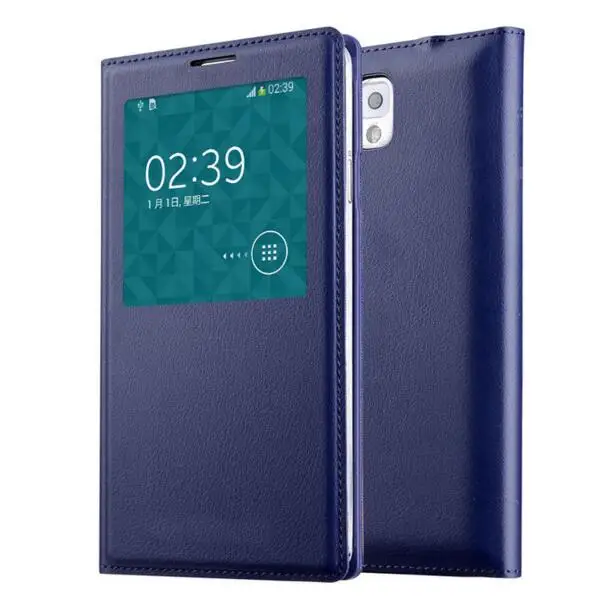 Note3 Navy blue Note3 чип умный чехол для samsung Galaxy Note 3 Флип кожаный чехол samsung Note III N9000 N9005 Окно просмотра Atuo сна - Цвет: Note3 Navy blue