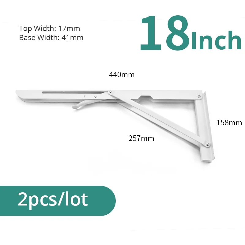 White 18inch KAK 2 шт. Треугольный Кронштейн Тяжелая Складная полка поддержка 65 кг Регулируемая настенная настольная полка Кронштейн мебельная фурнитура - Цвет: White 18inch