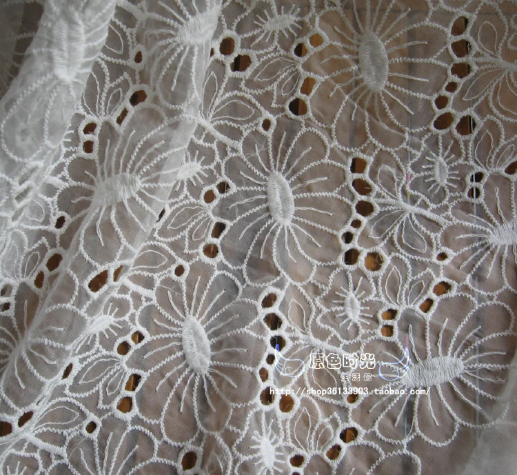 

Белые Красивые хлопковые шифоновые ткани с цветочной вышивкой для модных платьев