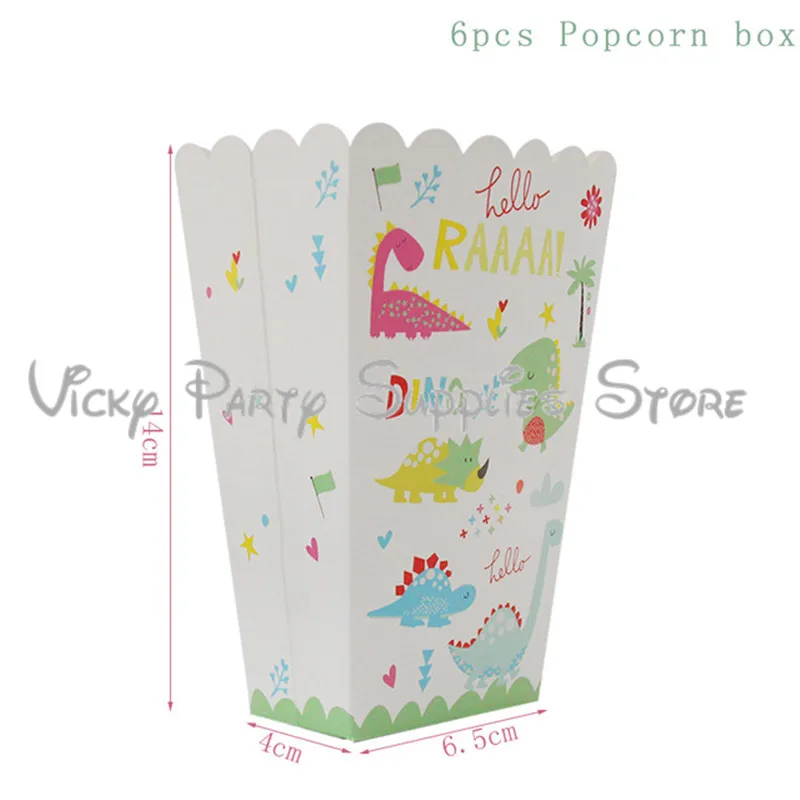 6 шт./лот одноразовая коробка для попкорна с динозавром из мультфильма вечерние