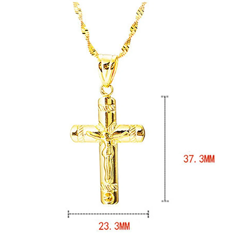 Унисекс крест подвески для мужчин 24K золотые ожерелья классические женские