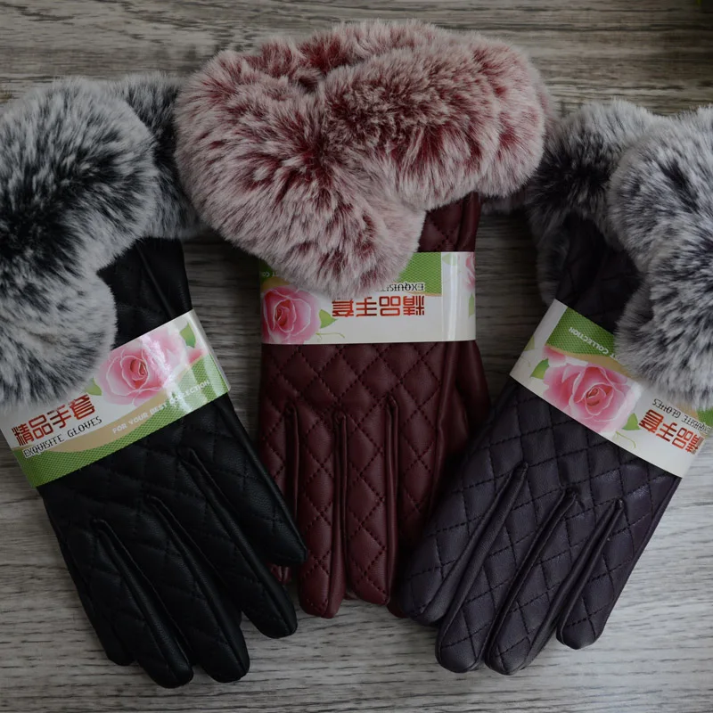 Женские кожаные перчатки 2019 термальные мягкие внутри зимние женские меховые