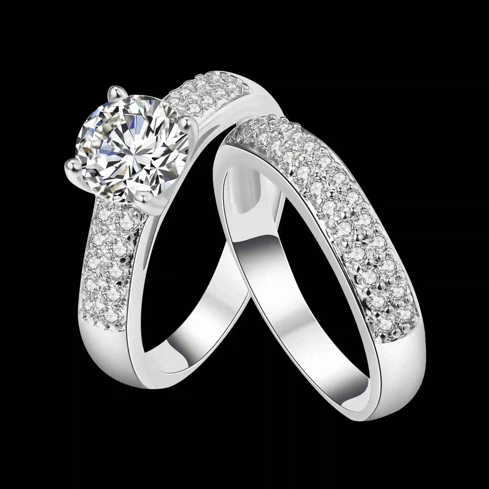 Kiteal New Jewelry Pair Ring Set Gold/silver Color DIY Couple Rings Female For Women Bridal Alliance US Size | Украшения и