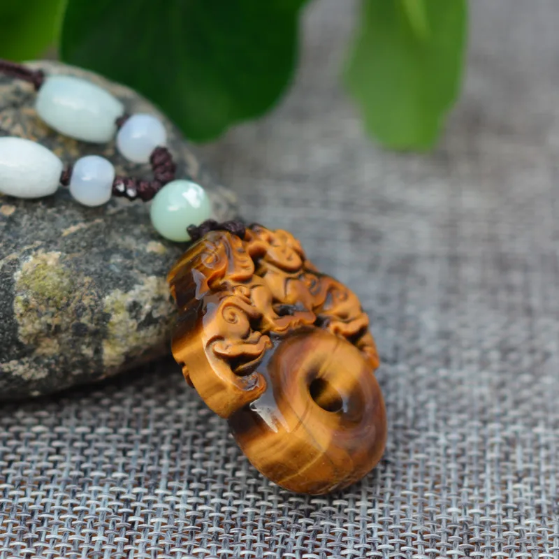 Каменная Резная подвеска PIXIU Peace с натуральным желтым тигровым глазом кулон