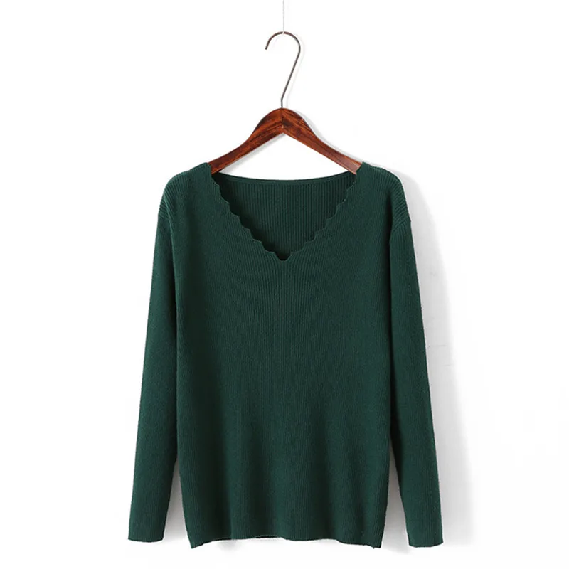 Fashion Large size Knit Sweater Women Autumn Winter Bottoming Pullovers Female Long sleeve V-neck Loose Elasticity Sweaters G233 | Женская