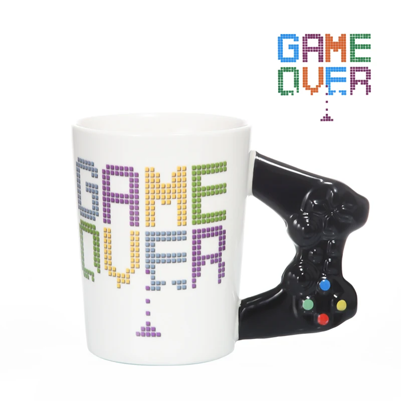 

Кружка для кофе с игровым контроллером Game Over, кружка с ручкой, керамическая чашка, кружки для чая с молоком Gameboy, подарок на день рождения