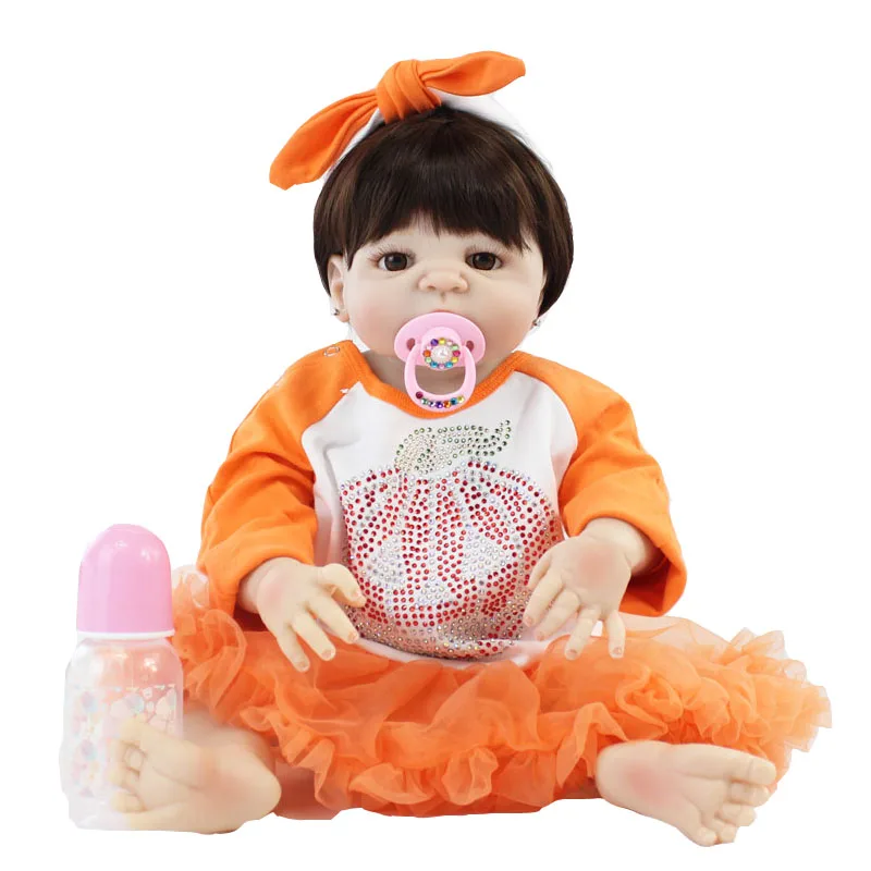 55 см полный Силиконовый Reborn Baby Doll игрушка Реалистичная 22 ''мягкая виниловая